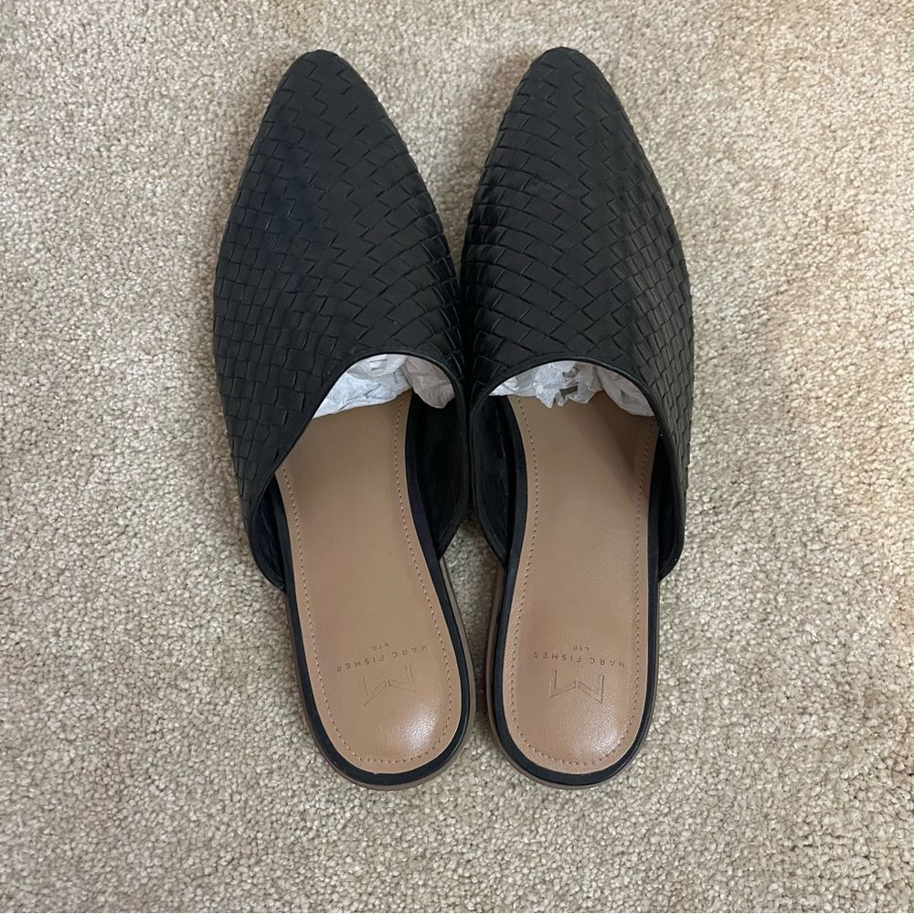 Marc Fisher Size 9.5 Slide Mules Weaved Black - image 5